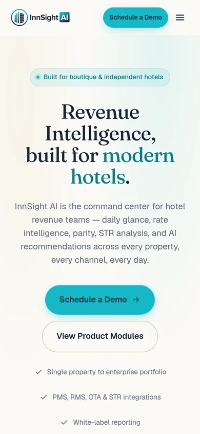 InnSight AI website on mobile