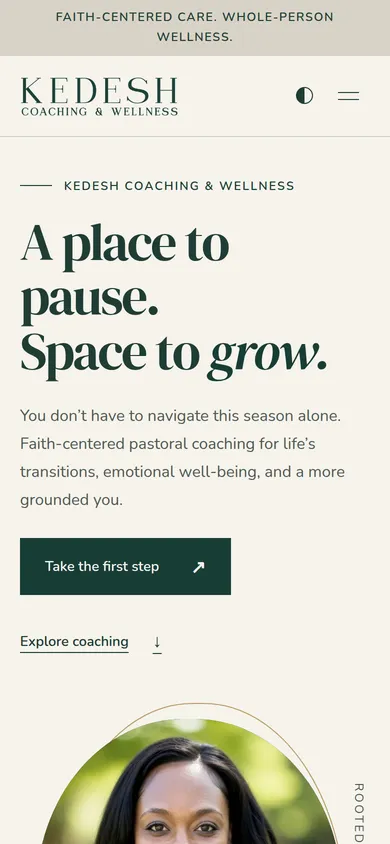 Kedesh Coaching & Wellness website on mobile