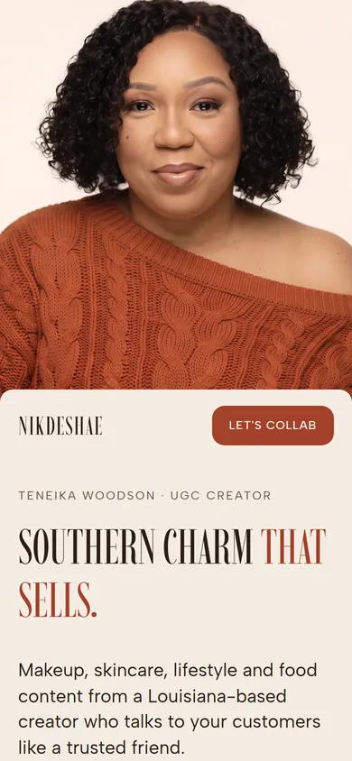 Nikdeshae website on mobile