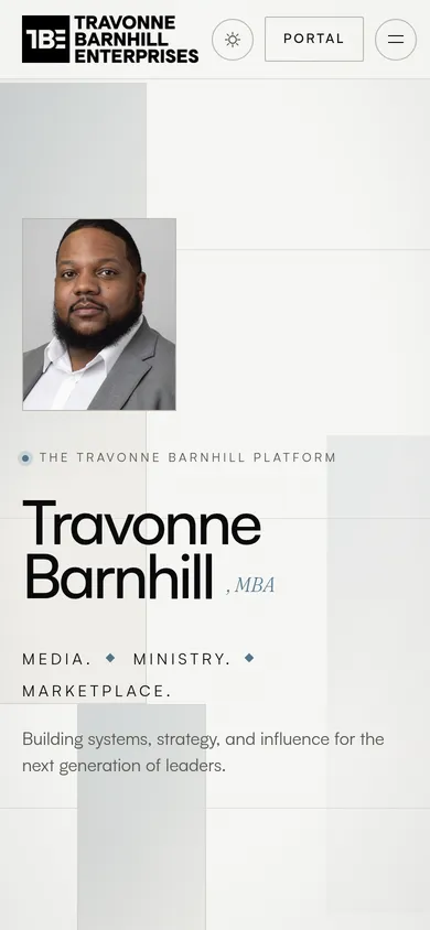 Travonne Barnhill website on mobile
